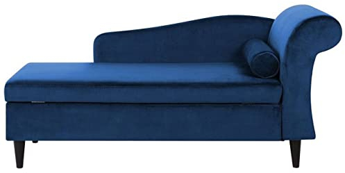 Moderne Chaiselongue mit angenehmer Polsterung aus Samtstoff in Marineblau Luiro