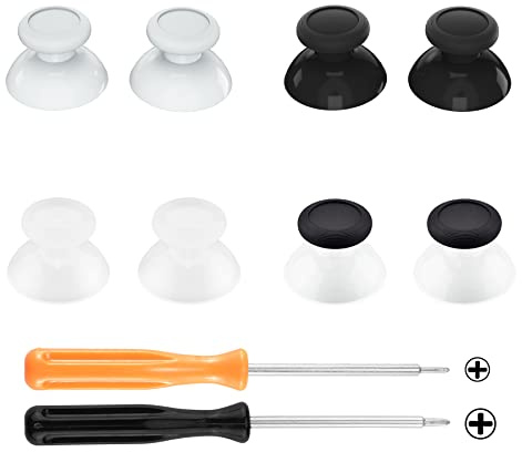 eXtremeRate 3D-Sticks Joystick kompatibel mit Nintendo Switch Pro Controller, Thumbsticks Analog Sticks Kappen Ersatzteile für NS Switch Pro Controller-Schwarz/Weiß/Transparent/Transparentschwarz