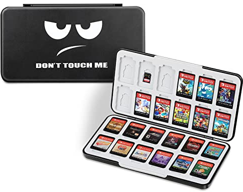 CASEBOT Spelkortsfodral för Nintendo Switch-spel, (stötsäkert) hårt skal skyddande och hållbart 24 kortplatser och 24 fack mikro SD-kort lagringshållare box, smal och bärbar (rör inte)