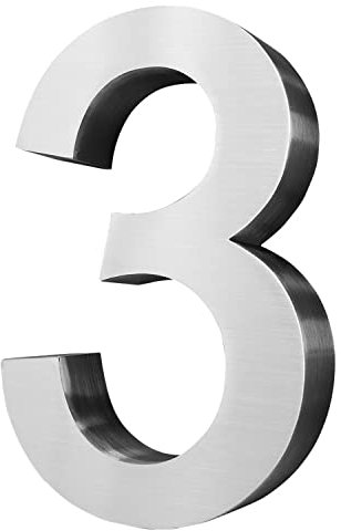 V2Aox Número de casa Acero Inoxidable diseño Arial Todos LOS NÚMEROS en 3D / 2D 20cm, Número de casa/Versión :3 / 3D