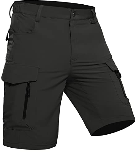 Wespornow Herren Shorts mit 7 Taschen Schnelltrocknend Wanderhose Kurz Cargo Bermuda Chino Kurze Hosen Stretch Outdoor Trekking Wandern MTB Sommer Männer Hose Wandershorts Leichte(Schwarz, XL)