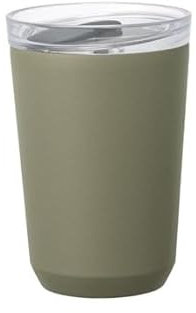 Kinto 20444 to-go Trinkglas, 360.8 ml, mit Stopfen, Khaki