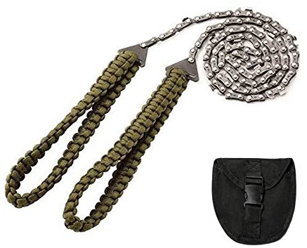 HUIOP 27 Inch 11 Teeth Pocket Chainsaw with Paracord Handle Hand Chain Saw Outdoor Emergency Survival Gear for Camping Hiking Backpacking Wood Tree Cutting,Chainsaw