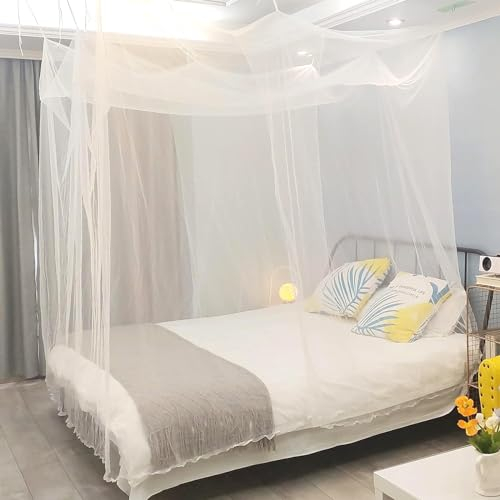 Rierousy Moskitonetz 220 * 200 * 200cm, Moskitonetz Reise in Würfelform, Mückennetz Bett Weiß, Moskitonetz Doppelbett für Haus und Mückenschutz im Freien, Tragetasche(Keine Tür)