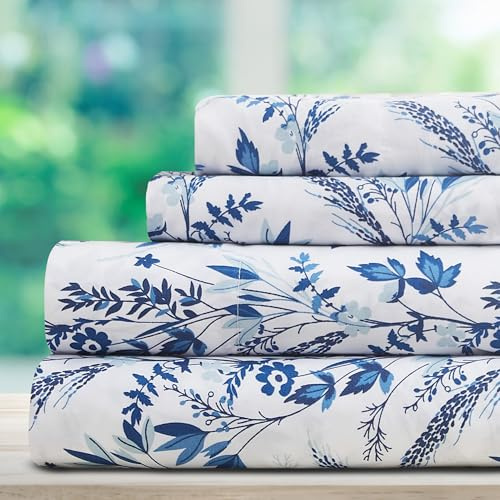 DREAMCARE King Size Sheets Set - King - Floral Blue