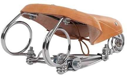 wanhaoaony Fahrradsattel Radfahren Fahrradsattel Vintage Rindsleder Sattel verstärkter Federmetallrahmen Fahrradsattel Herren(Color:TDX3 Orange)