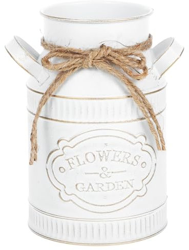 Amosfun Pot À Lait Vase Rustique en Métal Vase À Fleurs Pot De Ferme Seau Galvanisé Pot À Lait Pichet De Fleurs Pot De Fleurs pour Mariage Décoration De Campagne Française