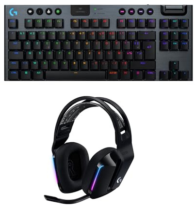 Logitech G G915 X Lightspeed TKL Clavier Gaming sans Fil Ultra-Plat | Touches PBT double couche, GL Brown Tactile - PC/Mac, FRA AZERTY, Logitech G733 Casque Gamer Sans Fil LIGHTSPEED avec Bandeau