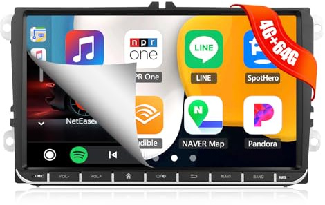 CAMECHO 4G+64G 8-core Android 13 Autoradio für VW Golf 5 6 Touran B6 EOS Tiguan Polo mit Carplay Android Auto GPS, VW Golf 5 Radio mit 9 Zoll Display mit Bluetooth5.0 DSP RDS MirrorLink SWC+Canbus