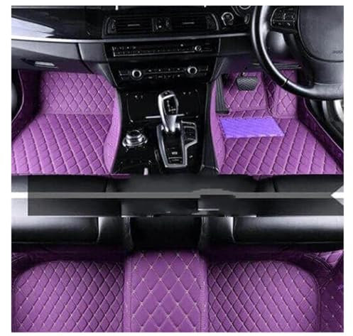 Fußmatten Auto-Fußmatten für Hyundai i20 GB IB für MK2 2014-2019 Rutschfester Luxus-Lederteppich Anti-Schmutz-Pad Automatte komplettes Set Auto Fußmatten(RHD Purple)