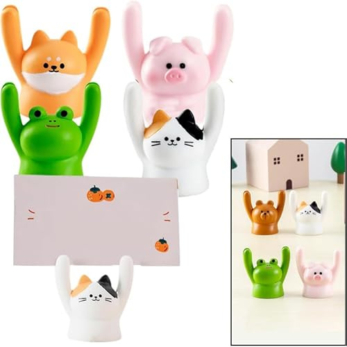 Tischkartenhalter,YouXiaor 12Stück Postkartenständer Platzkartenhalter Zettelhalter Menükartenhalter Hochzeit Fotohalter Aufsteller Kreativer Tier Memo Kartenhalter Halter für Home Office Dekoration