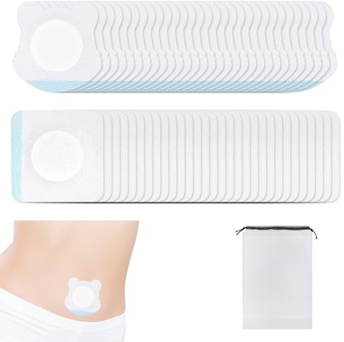 60 Stück Selbstklebend Castor Oil Wrap Rizinusöl Packung Arzneimittelfreies Bauchnabelpflaster Quadratisch und Tigerform Bauchnabel Pflaster mit 1 Aufbewahrungsbeutel Trocken und Hautfreundlich