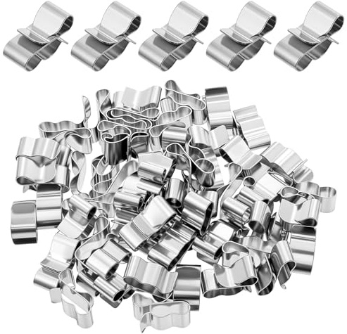 Lnngub 50 Pcs Trailer Wire Clips,Trailer Wiring Clip Stainless Metal Cable Clips PV Wire Clip Frame Clip Trailer Wiring Double Wire Clips for PV Wiring Boat Cable Cargo Camper,22.5 mm/ 0.89 Inch