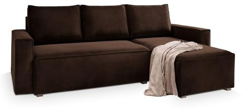 Masseno Ecksofa SILES mit Schlaffunktion L-Form, Sofa mit Bettkasten, Wohnzimmersofa, Couch, Soffa, Bettsofa, Couchgarnitur- Braun, Monolith 29