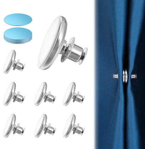 Wanmu 8 Stück Magnetische Duschvorhang Seitenclips, Magnete für Vorhänge Auslaufsichere Schnalle für Duschvorhang Magnetischer Verschluss Vorhang Magnetknopf Winddichte Stopper Spritzschutzclips