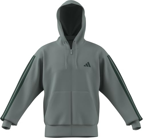 adidas Herren Essential Three Stripes Fleece Zipper Hoodie, Wonder Sage/Collegiate Green, 3XL