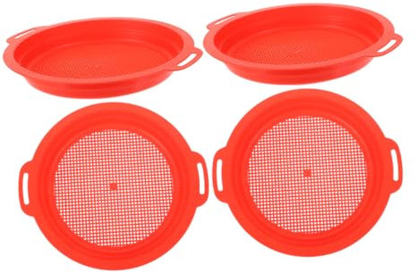 KONTONTY 4Pcs Plastic Beach Sand Sifter with Handle Kids Shell Collecting and Sand Treasure Hunting Tools Lightweight Easy to Clean for Beach and Parks