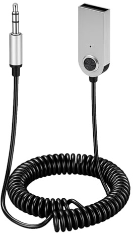Receptor Bluetooth 5.3 para Coche, Adaptador Bluetooth 5.3 USB a Jack 3,5mm para Coche, Altavoces y Estéreo, Receptor de Audio Inalámbrico con Llamadas Manos Libres, Navegación por Voz y Música