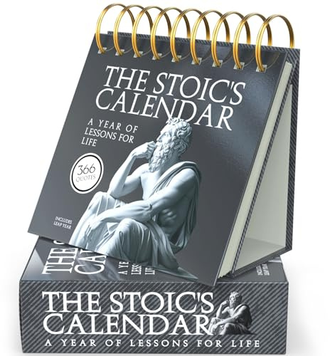 Daily Stoic Calendar UK – 366 Day Perpetual Desk Calendar – Stoic Philosophy Quotes, Mindfulness & Positive Quote Gift for Men – Birthday & Father’s Day Present – Gift Box & Stand