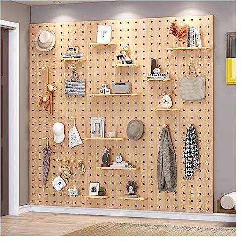 Wooden Pegboard - Easy Installation Workshop Organization Hole Board for Craft Room and Kitchen, 12mm Thick, Ideal for Crafting and Storage Solutions
