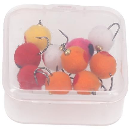 Yhenlovtt Egg Steelhead - Juego de señuelos de mosca con cabeza de cuentas de latón, moscas que se hunden para pesca de trucha, salmón y cabeza de acero, fibra sintética con, surtido de 5/6/10 piezas