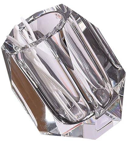 ZLLPIGLS Scatola Portastuzzicadenti in Vetro Cristallo, Organizer Moderno Trasparente per Cotton Fioc, Barattolo di Stoccaggio Compatto per Tavolo, per Sala da Pranzo e Cucina, Soggiorno(B)