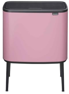 Brabantia Poubelle Bo Touch 11+23L (Rose lilas) – Poubelle cuisine 2 bacs à ouverture automatique soft-touch – Système de tri des déchets avec seau amovible – Sacs-poubelle PerfectFit gratuits inclus