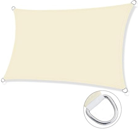Waterproof Sun Shade Sail Canopy 95% UV Protection Rectangle 2.5x3.0M for Garden Patio Backyard Outdoor Activities with Ropes (Beige 4.0x4.0m)