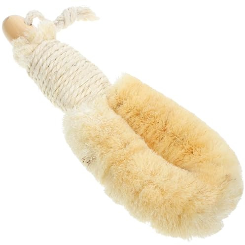 CIYODO Cepillo de Ducha Exfoliante Corporal de Fibra Natural de Agave con Mango de Madera Cepillo para Baño para Adultos Limpieza Corporal Seca y Húmeda Resistente y Cómodo