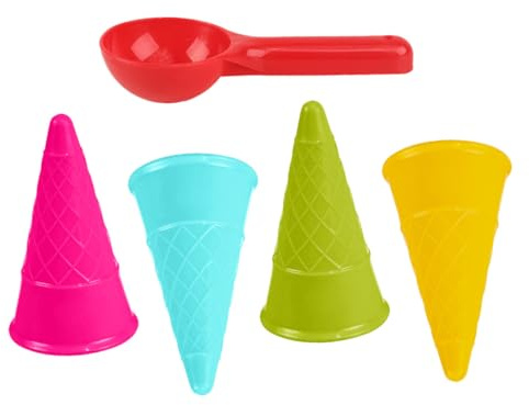 HOOTNEE Strandspielzeug Satz aus Kunststoff mit Sandlöffel und Eiscreme Eistüte Sandspielzeug für Strand und Sandkasten für Garten und Strand