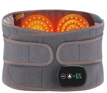 Massagegürtel mit lichtwärme ceinture chauffante technique 5000mAh lumière rouge 2 plaques chauffantes 3 niveaux chaleur 3 modes vibration arrêt auto pour dos lombaires ventre
