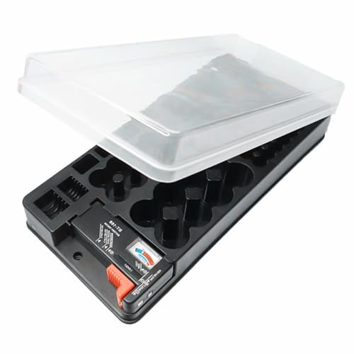 Alksubbm Large Capacity Battery Organizers Case Featuring Electricity Tester 116 Compartments for 2A 3A 9V C D Sizes Waterproof Dustproof Holder