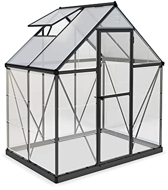 Palram - Canopia Aluminium Gewächshaus Hybrid 64 | Anthrazit | 126x185x208 cm