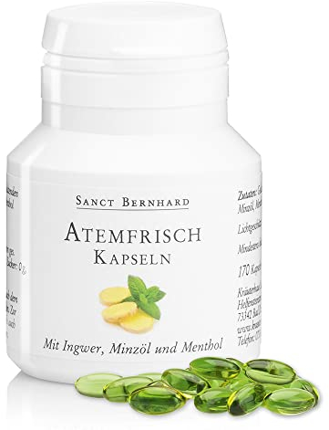 Sanct Bernhard Atemfrisch-Kapseln mit Ingwer, Minzöl und Menthol, Inhalt 170 Kapseln