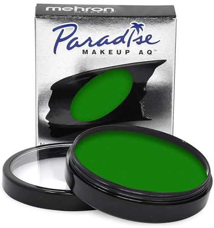 Mehron Makeup Paradise Makeup AQ Pro Size | Stage & Screen Performance, Face & Body Painting, Beauty, Cosplay, and Halloween | Water Activated Face Paint, Body Paint 1.4 oz (40 g) - Amazon Green