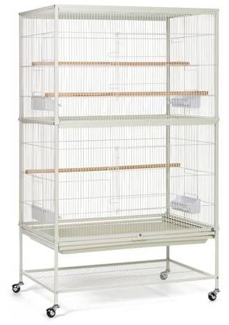 Prevue Pet Products Wrought Iron Bird Flight Cage w/Wheels- L, Chalk White