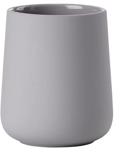 Zone Denmark Nova One Zahnputzbecher, Zahnbürstenbecher aus Keramik mit Soft Touch-Beschichtung, Durchm. 8 cm, Höhe 10 cm, Gull Gey (Grau)