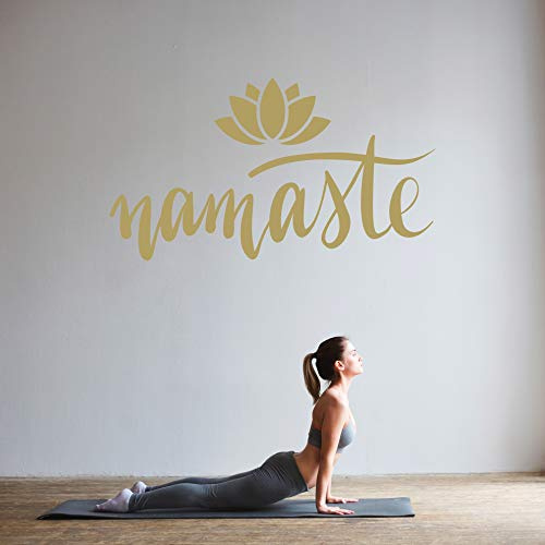 WANDKIND Namaste mit Lotusblume - Wandtattoo Wandaufkleber Sticker Aufkleber Mandala Lotus - erhältlich in vielen GröÃŸen (Gold, 100 x 56 cm)