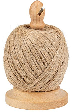 Ficelle Jute Naturel 2mm 75m sur Dévidoir Coupe-fil en Hêtre Naturel