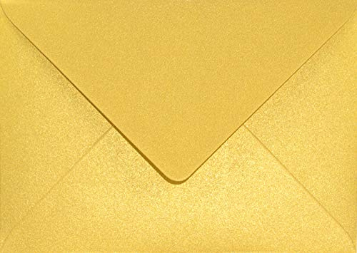 Netuno 100 Umschläge Perlmutt-Gold DIN B6 12,5x17,5 cm metallisch und edel | 120g Aster Metallic Cherish · elegante festliche goldene Briefumschläge für Weihnachten, Jubiläum, Silvester
