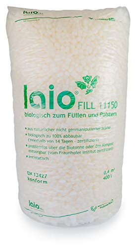 400 Liter Biologisches Füllmaterial aus Pflanzenstärke, Abbaubare Verpackungschips, Weiß, 1 Sack