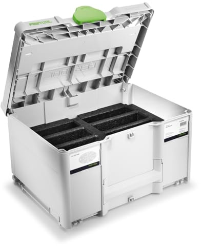 Festool Systainer³ SYS-STF D150 - Schleifmittel-Koffer | Aufbewahrungskoffer für 150 mm Schleifscheiben - 10 Fächer - T-LOC Verschluss - stapelbares Systainer-System