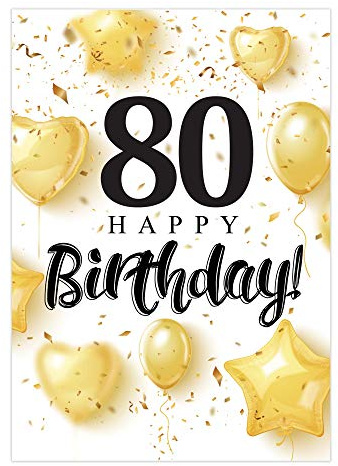 Friendly Fox Geburtstagskarte runder Geburtstag, 1x DIN A5 große Geburtstagskarte zum 80. Geburtstag, Glückwunschkarte Geburtstag, Happy Birthday Karte mit Umschlag, Klappkarte