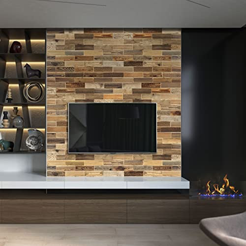 SIBERIAN HERITAGE Barnwood Planks - Shiplap Boards for Wall Natural Brown - Wood Slat Wall Panel - 80 Wood Panels for Wall Decor (8.9 sq. ft, 8 x 2 x 0.4 Inch) - DIY (Glued or Nailed)