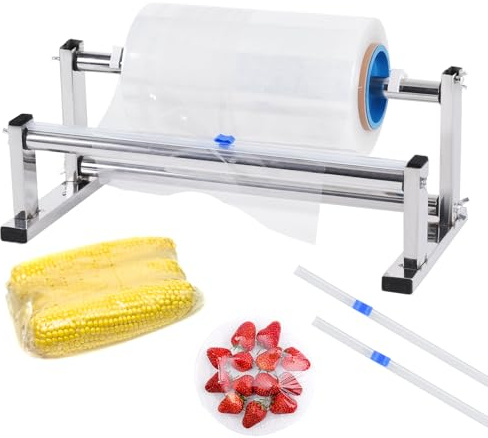 Consfly Stretch Film Wrap Dispenser with Cutter, 13.78 inch Table Stretch Film Wrapping Machine, Manual Stainless Steel Industrial Commercial Packing Machine