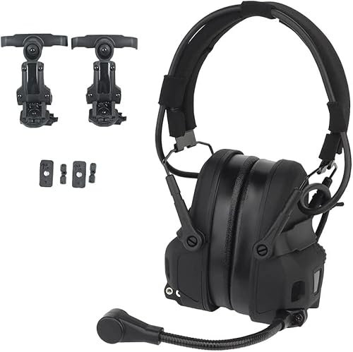 Cuffie antirumore elettroniche con Bluetooth, cuffie tattiche per casco, paraorecchie di sicurezza con riduzione attiva del rumore, protezione dell'udito per la caccia,Black