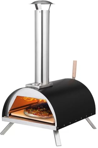 Haven Dual Fuel Gas & Wood Pizza Oven with Pizza Paddle, Black/Silver - Premium Outdoor Garden Cooking Equipment for Authentic Everyday Entertaining