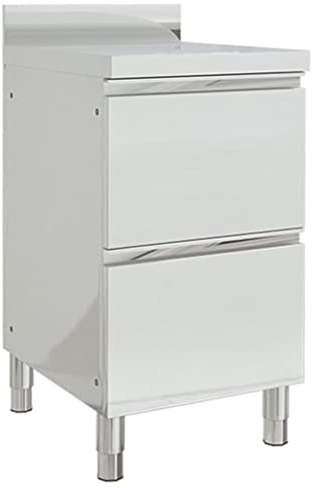 Hommdiy Gastro-Küchenschrank mit 2 Schubladen Edelstahl mit Aufkantung Edelstahlschrank Arbeitsschrank Arbeitstisch Schrank Gastronomie Lagerschrank
