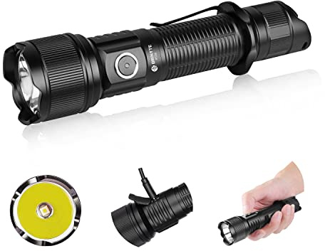 Brinyte PT16 Taktische Taschenlampe Extrem Hell, Weitreichend für Notfall | 2000 Lumen, bis 600 m Reichweite, 6 Lichtmodi inkl. Strobe/SOS, Statusanzeige, Tastensperre, für Camping, Wandern, Notfälle