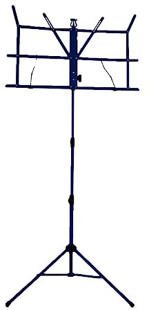 Buhelyc Klappbarer Notenhalter, Dreibeiniger NotenstäNder Tragbarer mit Notenbogen-Cliphalter, Metall, Einstellbare HöHe, Geeignet für Gitarre, Instrumentalauftritt, Band, Reisen(Color:Blau)